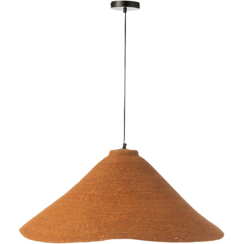 Grande Suspension Japandi organique D 82 cm Jonc de mer Orange rouille Noryna 