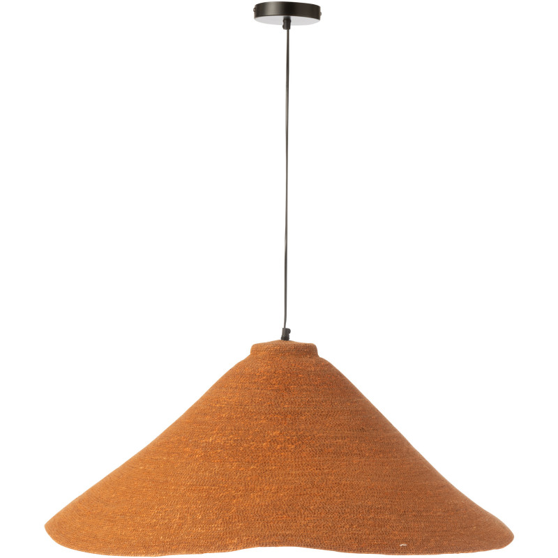 Grande Suspension Japandi organique D 82 cm Jonc de mer Orange rouille Noryna 