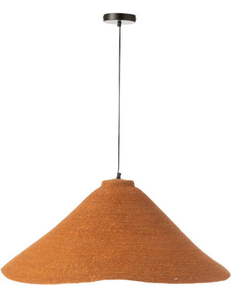 Grande Suspension Japandi organique D 82 cm Jonc de mer Orange rouille Noryna 