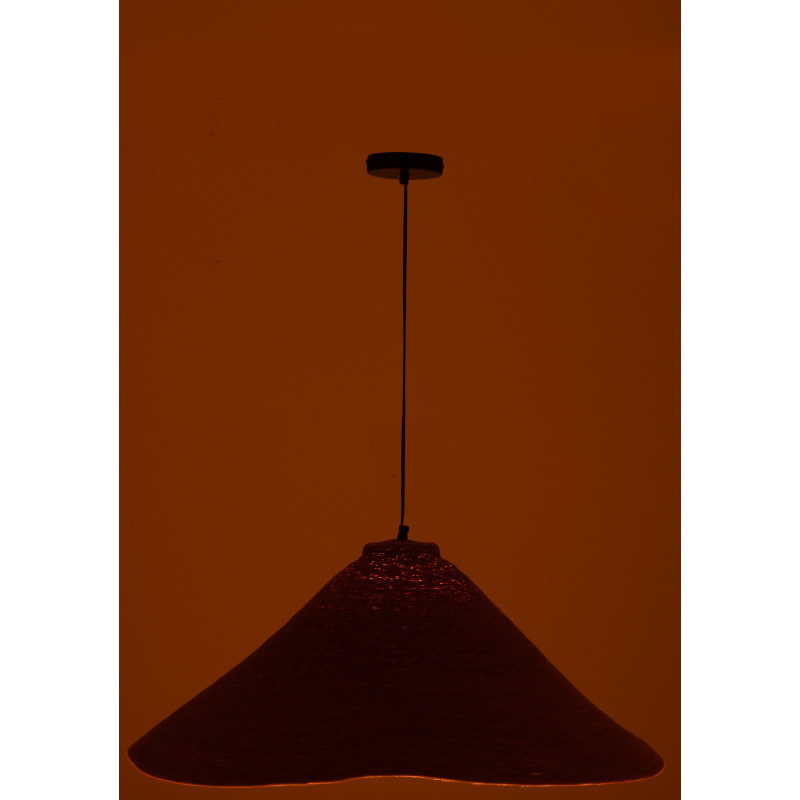Grande Suspension Japandi organique D 82 cm Jonc de mer Orange rouille Noryna 