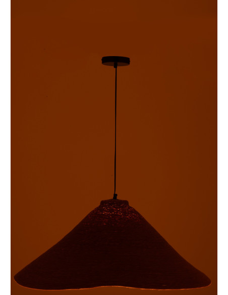 Grande Suspension Japandi organique D 82 cm Jonc de mer Orange rouille Noryna 