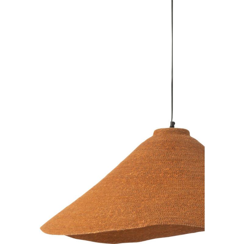 Grande Suspension Japandi organique D 82 cm Jonc de mer Orange rouille Noryna 