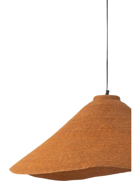 Grande Suspension Japandi organique D 82 cm Jonc de mer Orange rouille Noryna 