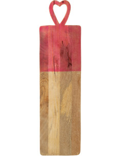 Grande Planche apéro XXL romantique chic Rectangulaire 74 cm Bois de manguier Naturel Rose Amorossi 
