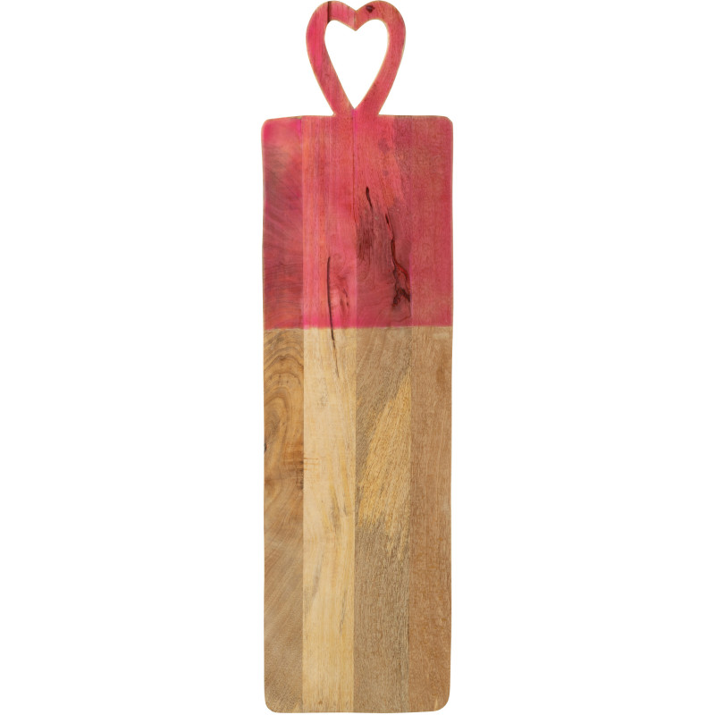 Grande Planche apéro XXL romantique chic Rectangulaire 74 cm Bois de manguier Naturel Rose Amorossi 