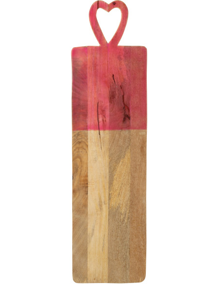 Grande Planche apéro XXL romantique chic Rectangulaire 74 cm Bois de manguier Naturel Rose Amorossi 
