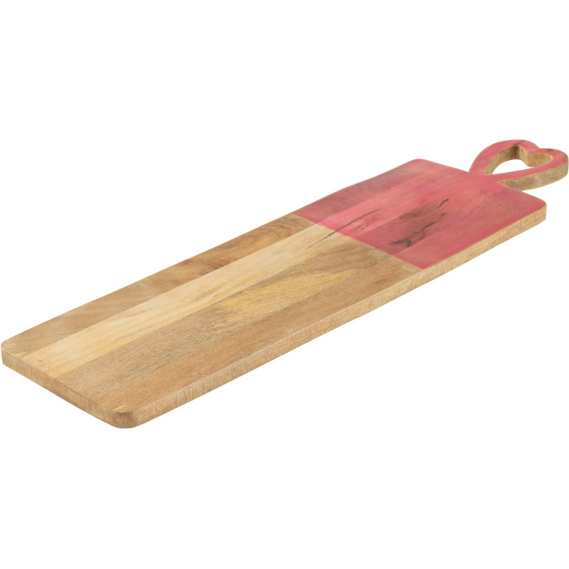 Grande Planche apéro XXL romantique chic Rectangulaire 74 cm Bois de manguier Naturel Rose Amorossi 