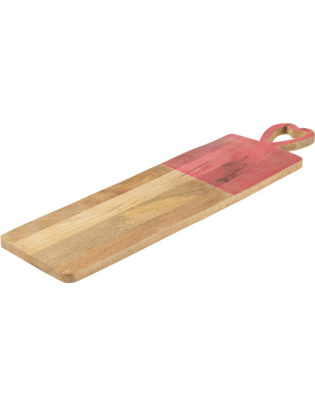 Grande Planche apéro XXL romantique chic Rectangulaire 74 cm Bois de manguier Naturel Rose Amorossi 