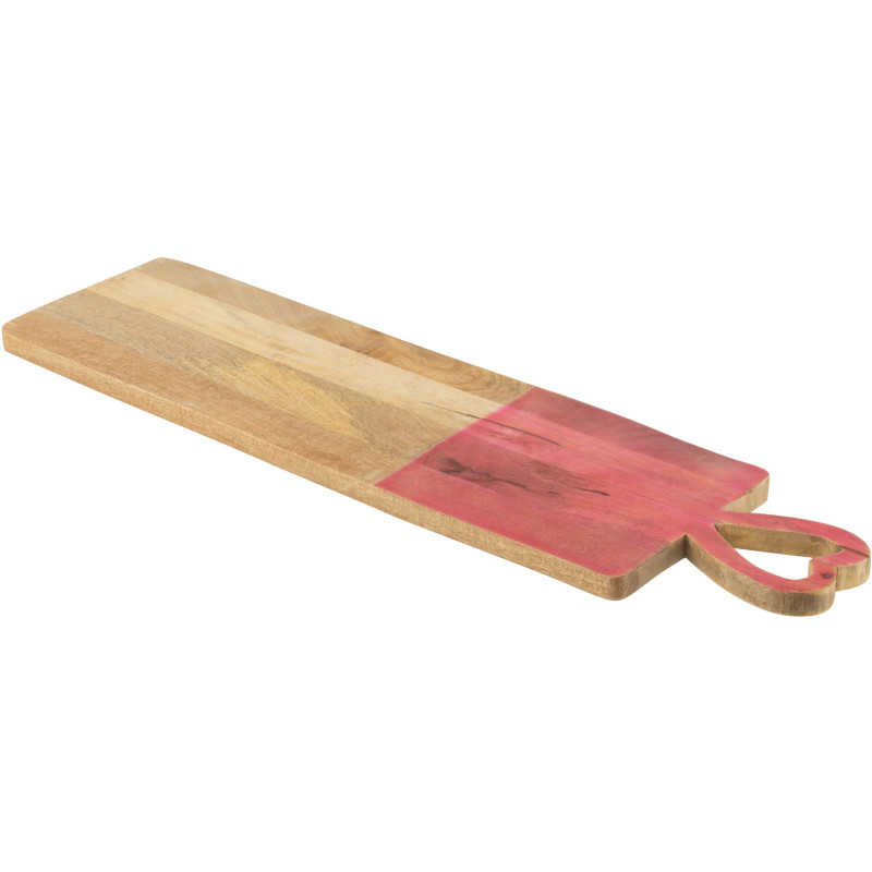 Grande Planche apéro XXL romantique chic Rectangulaire 74 cm Bois de manguier Naturel Rose Amorossi 
