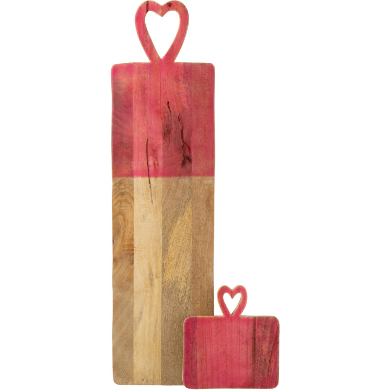 Grande Planche apéro XXL romantique chic Rectangulaire 74 cm Bois de manguier Naturel Rose Amorossi 