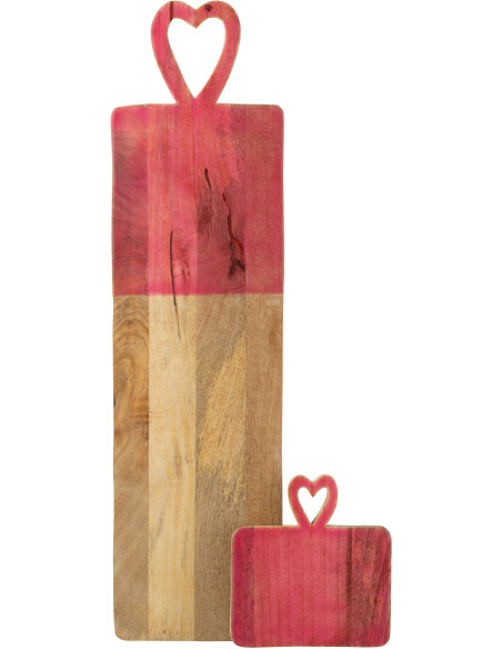 Grande Planche apéro XXL romantique chic Rectangulaire 74 cm Bois de manguier Naturel Rose Amorossi 