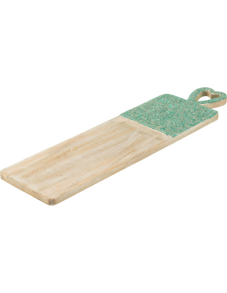 Grande Planche apéro style méditerranéen Rectangulaire 74 cm Bois de manguier Naturel Turquoise Mosaïque Kalanka 