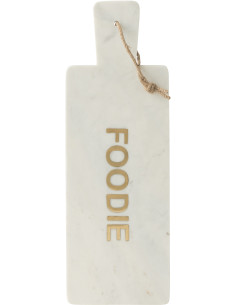 Grande Planche apéro design chic Rectangulaire 48 cm Marbre Blanc Doré Aperizia 