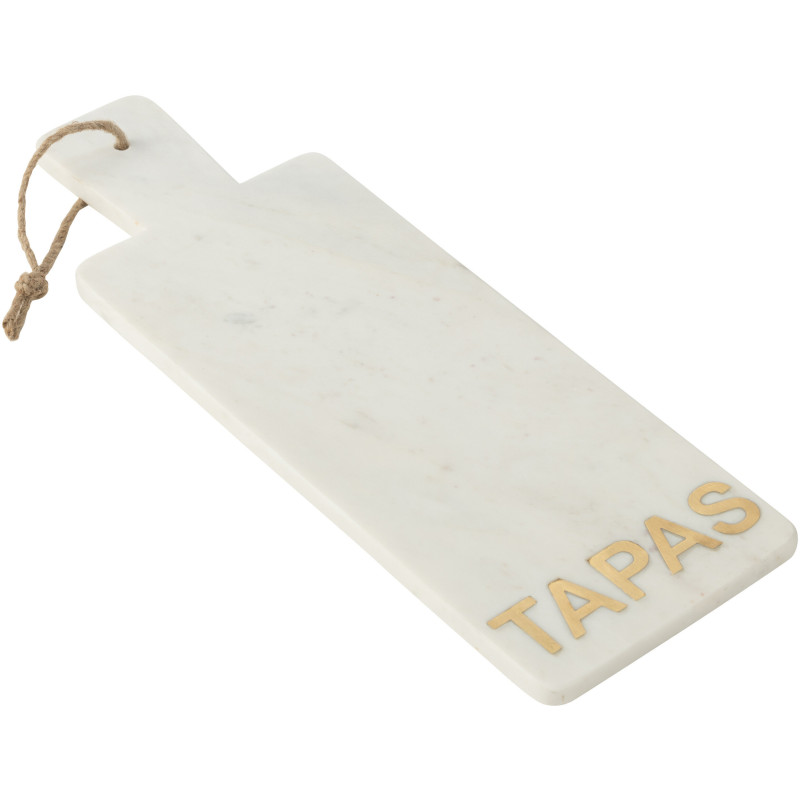 Grande Planche à tapas design chic Rectangulaire 48 cm Marbre Blanc Doré Aperizia 