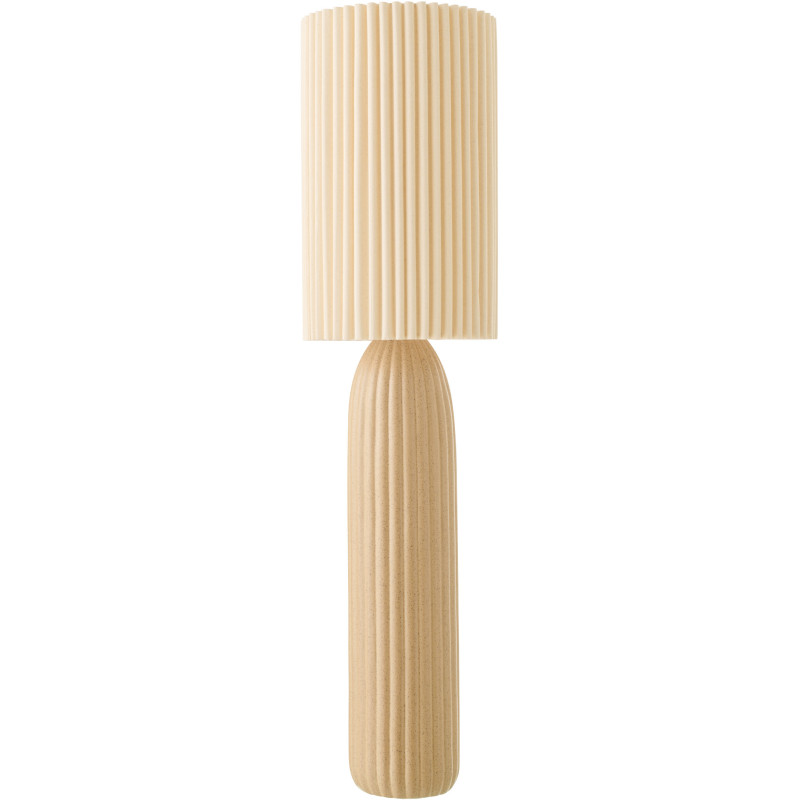 Grande Lampe de sol design néo art déco H 91 cm Céramique Marron camel Tissu Beige Plissara J-Line - 1
