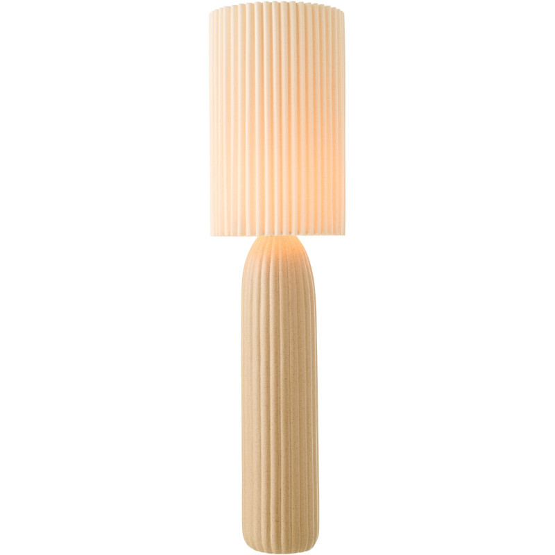Grande Lampe de sol design néo art déco H 91 cm Céramique Marron camel Tissu Beige Plissara J-Line - 2