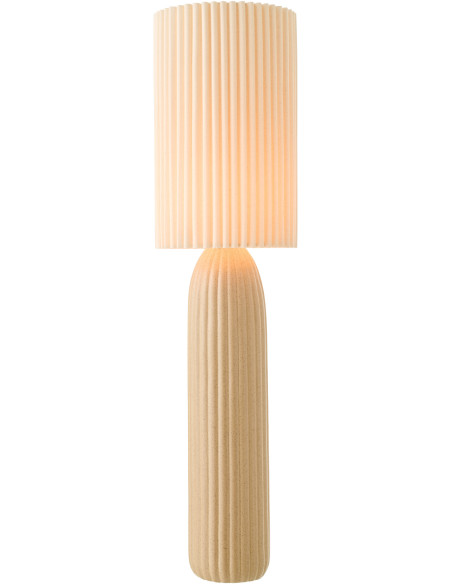 Grande Lampe de sol design néo art déco H 91 cm Céramique Marron camel Tissu Beige Plissara J-Line - 2