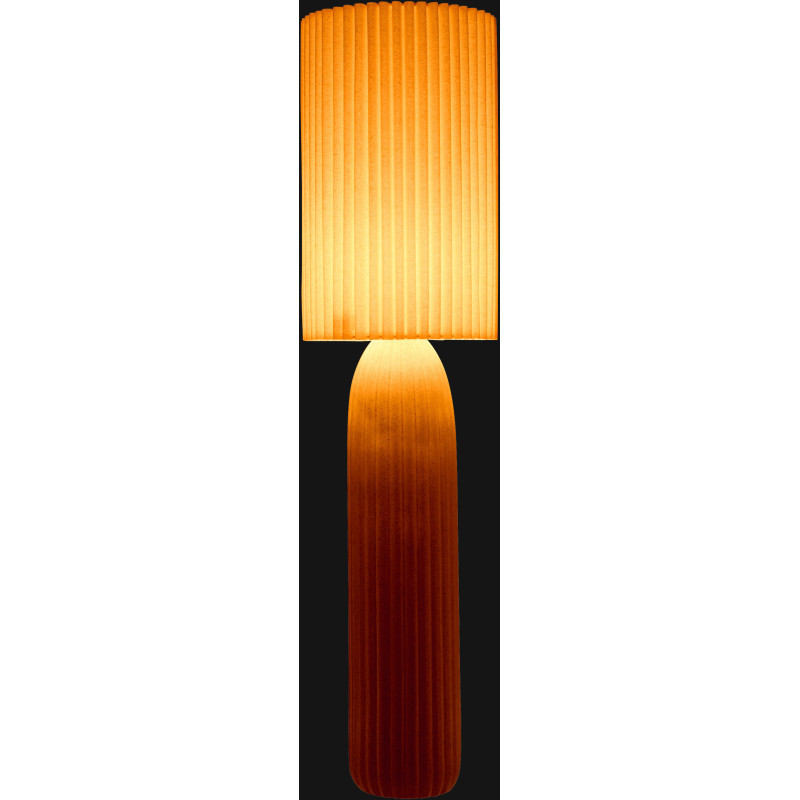 Grande Lampe de sol design néo art déco H 91 cm Céramique Marron camel Tissu Beige Plissara J-Line - 3