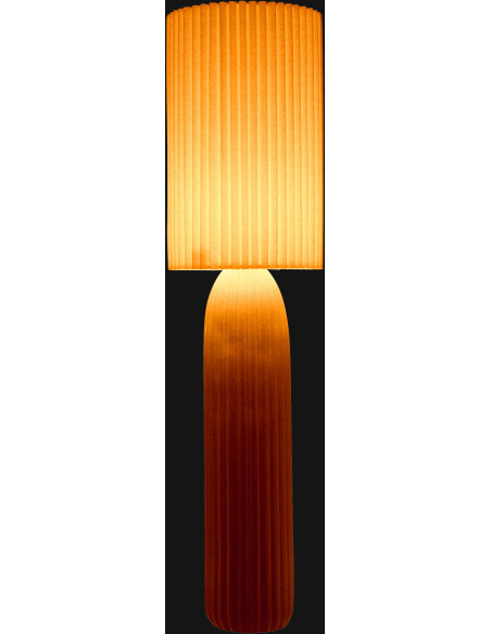 Grande Lampe de sol design néo art déco H 91 cm Céramique Marron camel Tissu Beige Plissara J-Line - 3