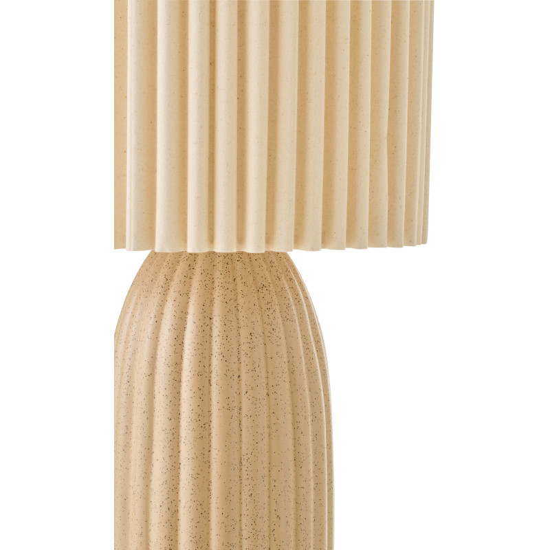 Grande Lampe de sol design néo art déco H 91 cm Céramique Marron camel Tissu Beige Plissara J-Line - 4