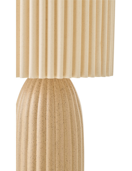 Grande Lampe de sol design néo art déco H 91 cm Céramique Marron camel Tissu Beige Plissara J-Line - 4