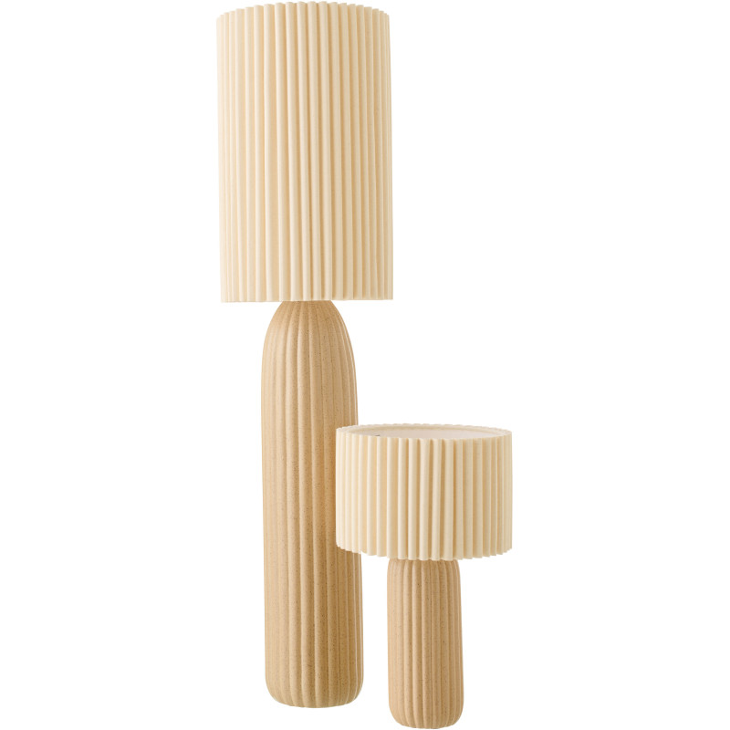 Grande Lampe de sol design néo art déco H 91 cm Céramique Marron camel Tissu Beige Plissara J-Line - 5