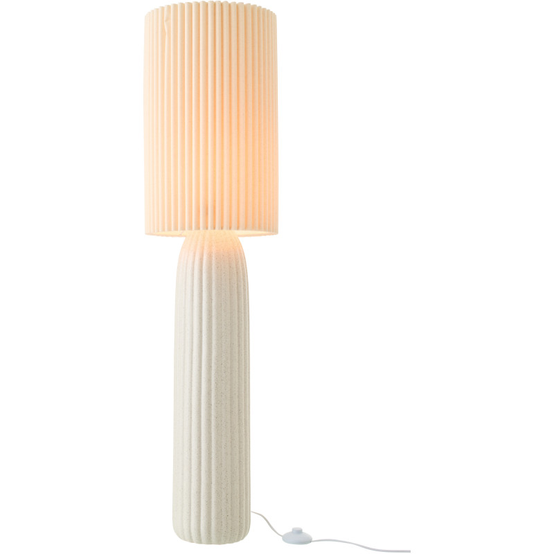 Grande Lampe de sol design néo art déco H 91 cm Céramique Blanc cassé Tissu Beige Plissara J-Line - 2