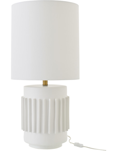 Grande Lampe à poser néo-classique H 71 cm Céramique Blanc Lin Striyava 