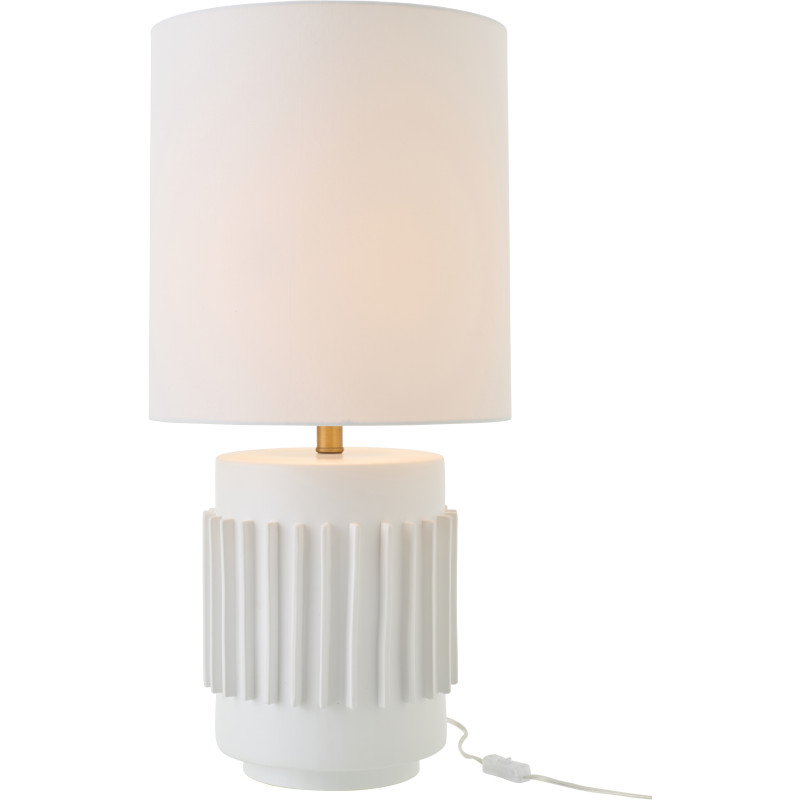 Grande Lampe à poser néo-classique H 71 cm Céramique Blanc Lin Striyava 