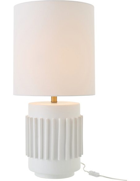 Grande Lampe à poser néo-classique H 71 cm Céramique Blanc Lin Striyava 