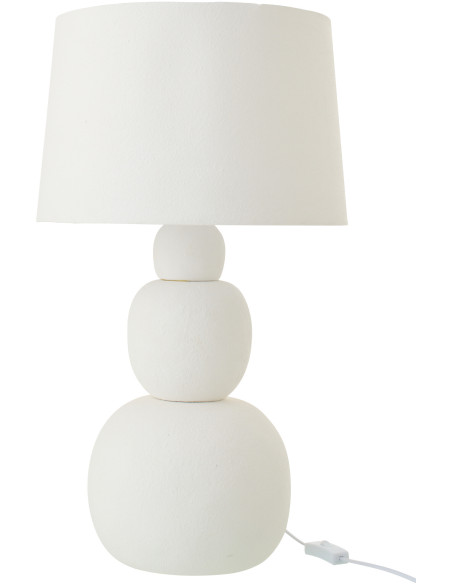 Grande Lampe à poser minimaliste chic H 67 cm Céramique Blanc Tissu Renee 
