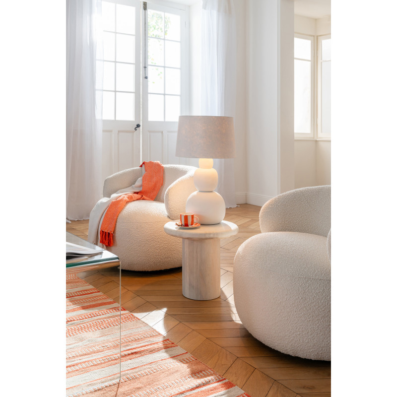 Grande Lampe à poser minimaliste chic H 67 cm Céramique Blanc Tissu Renee 