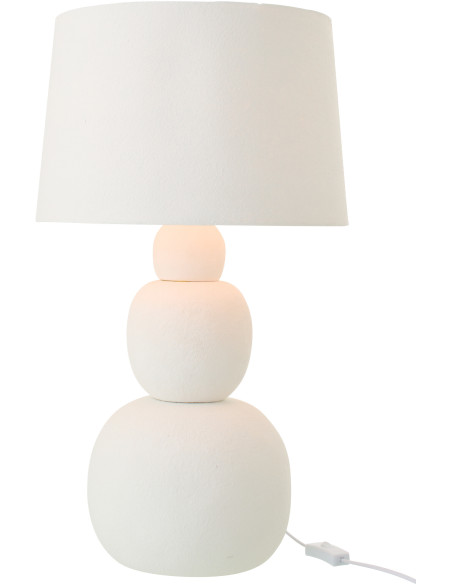 Grande Lampe à poser minimaliste chic H 67 cm Céramique Blanc Tissu Renee 