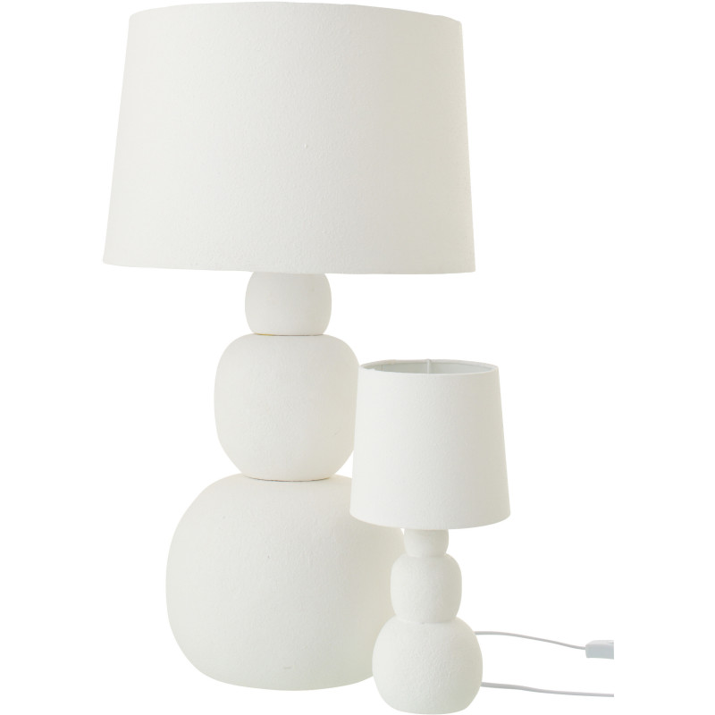 Grande Lampe à poser minimaliste chic H 67 cm Céramique Blanc Tissu Renee 
