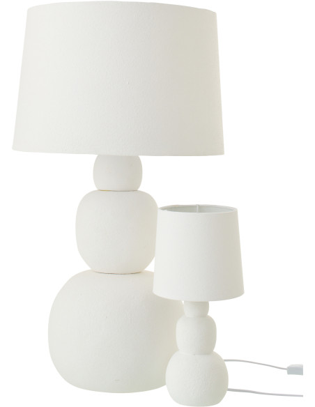 Grande Lampe à poser minimaliste chic H 67 cm Céramique Blanc Tissu Renee 