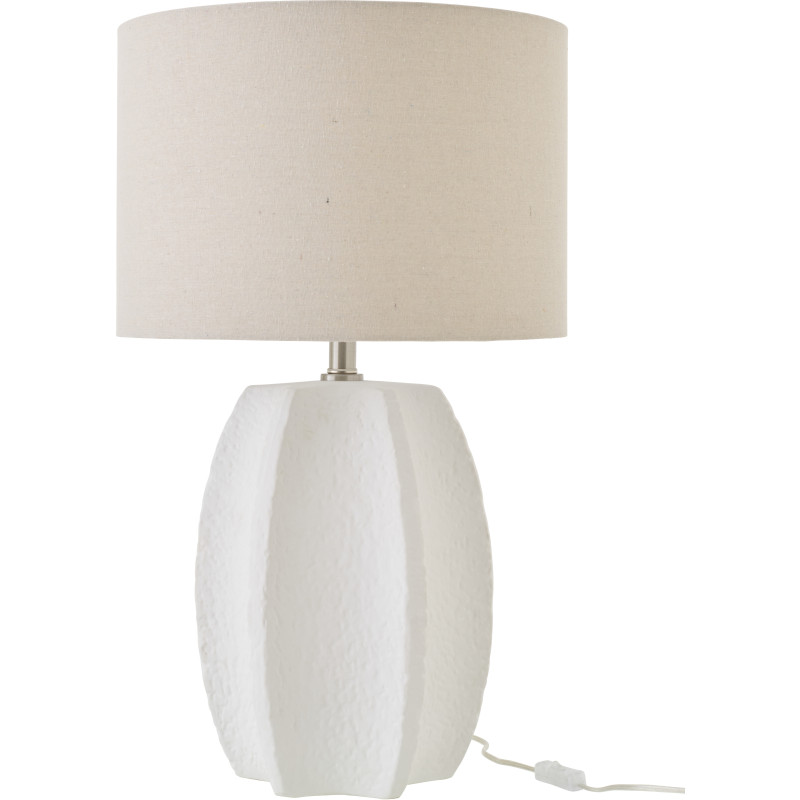 Grande Lampe à poser design organique H 70 cm Céramique Blanc Tissu Beige Blayora 