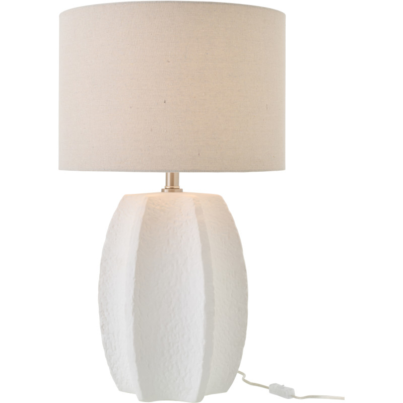 Grande Lampe à poser design organique H 70 cm Céramique Blanc Tissu Beige Blayora 