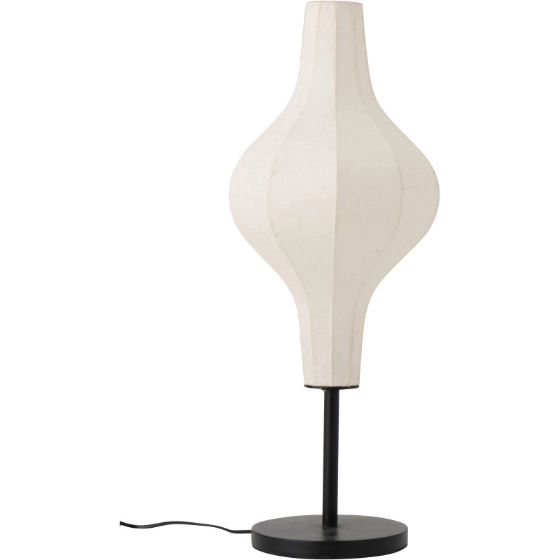 Grande Lampe à poser design Japandi chic H 67 cm Papier Naturel Métal Noir Orbika 