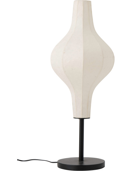 Grande Lampe à poser design Japandi chic H 67 cm Papier Naturel Métal Noir Orbika 