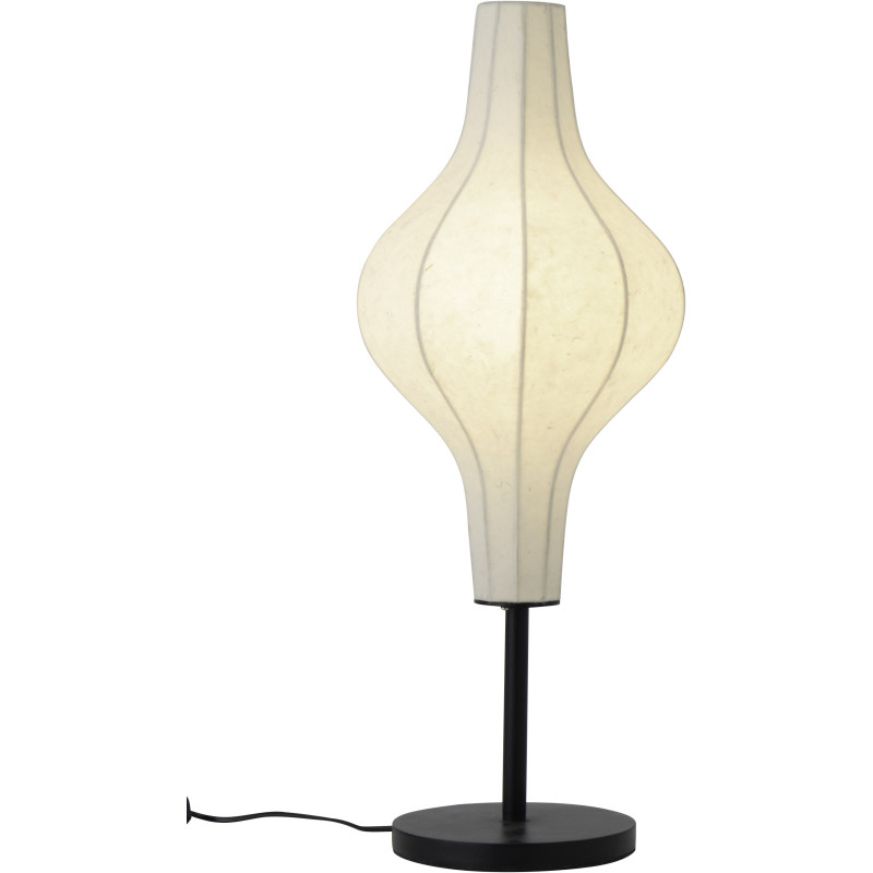 Grande Lampe à poser design Japandi chic H 67 cm Papier Naturel Métal Noir Orbika 