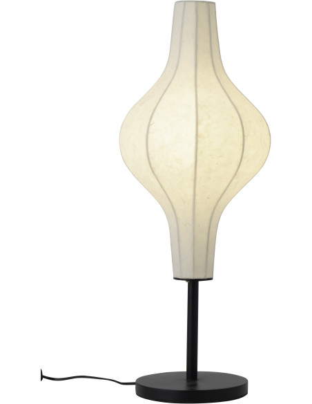 Grande Lampe à poser design Japandi chic H 67 cm Papier Naturel Métal Noir Orbika 