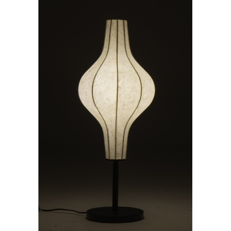 Grande Lampe à poser design Japandi chic H 67 cm Papier Naturel Métal Noir Orbika 