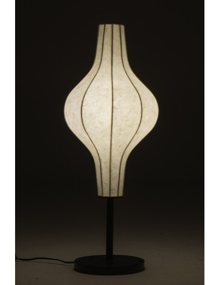 Grande Lampe à poser design Japandi chic H 67 cm Papier Naturel Métal Noir Orbika 