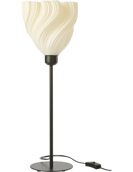 Grande Lampe à poser design Fleur H 57 cm Plastique Blanc Métal Noir Tulinea 