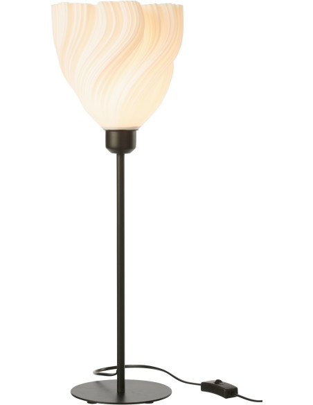 Grande Lampe à poser design Fleur H 57 cm Plastique Blanc Métal Noir Tulinea 