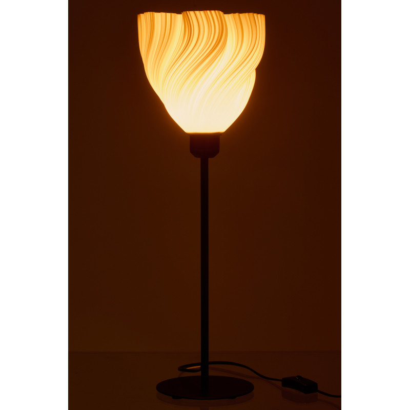 Grande Lampe à poser design Fleur H 57 cm Plastique Blanc Métal Noir Tulinea 