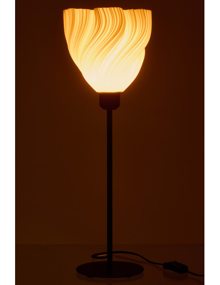 Grande Lampe à poser design Fleur H 57 cm Plastique Blanc Métal Noir Tulinea 