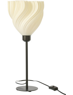 Grande Lampe à poser design Fleur H 47 cm Plastique Blanc Métal Noir Tulinea 
