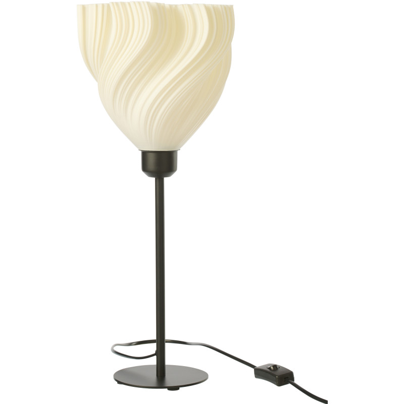 Grande Lampe à poser design Fleur H 47 cm Plastique Blanc Métal Noir Tulinea 