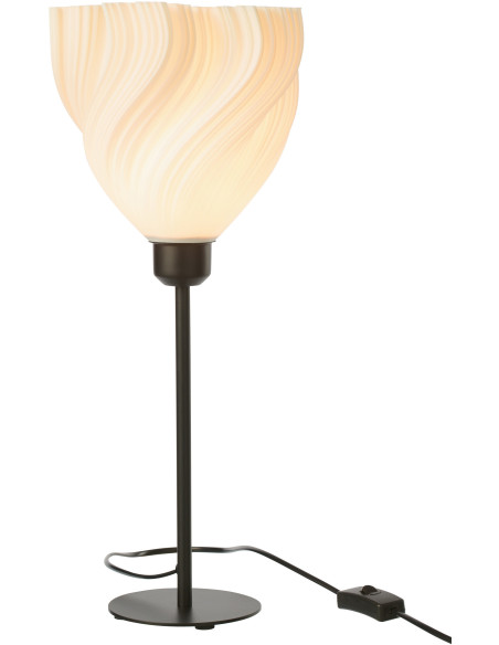 Grande Lampe à poser design Fleur H 47 cm Plastique Blanc Métal Noir Tulinea 